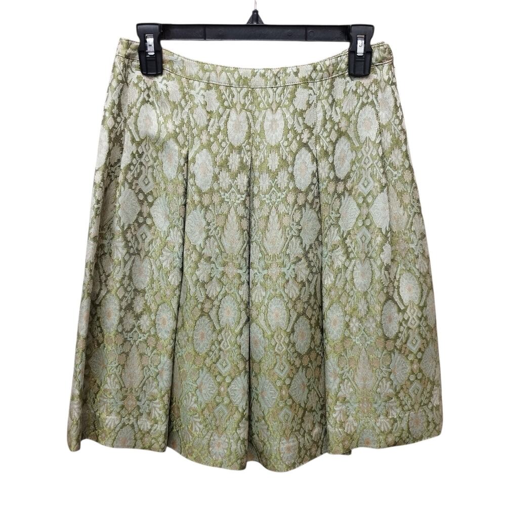 Etcetera Womens Artsy Jacquard Pleated Skirt 0 Luxury Career Corpcore Feminine